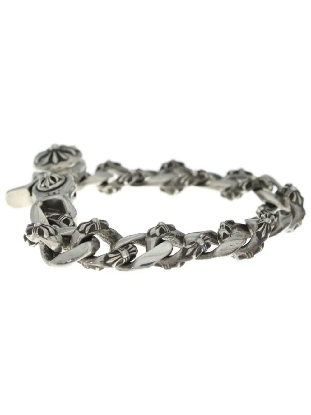 Chrome Hearts Fncy Chn Lnk Fancy Link Clip Bracelet 15 Links Silver